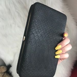 Black Leather Clutch - NWOT